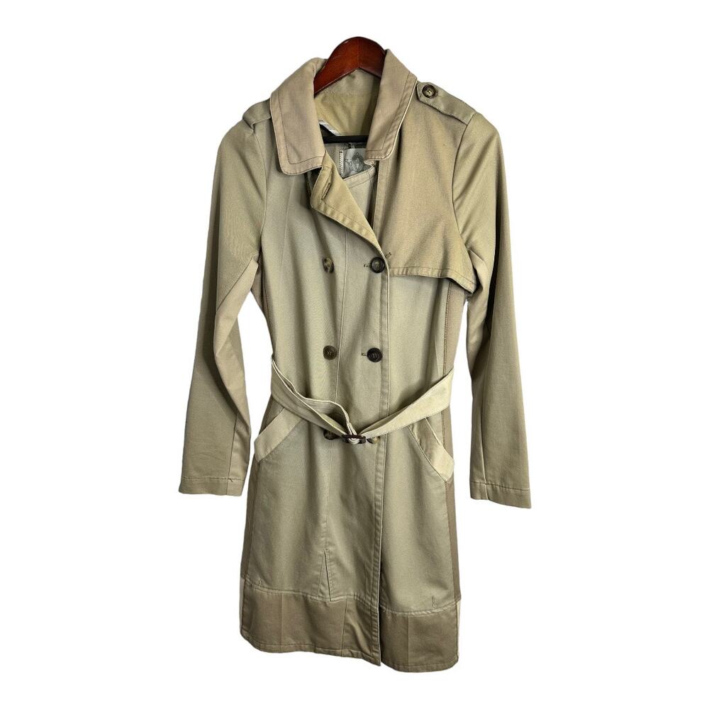 Burning Torch Anthropologie Womens Size Medium Trench Coat Tan Khaki Recycled